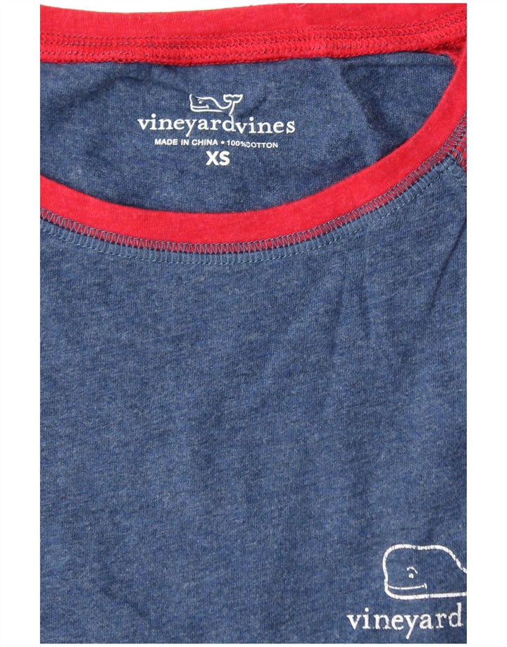 VINEYARD VINES Haut graphique à manches longues pour femme UK 6 XS Bleu Colourblock