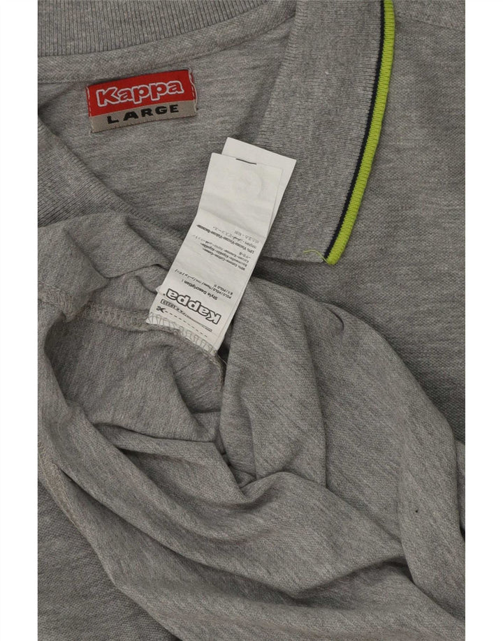 Kappa Polo à manches longues pour homme, coupe classique, grand, gris, coton