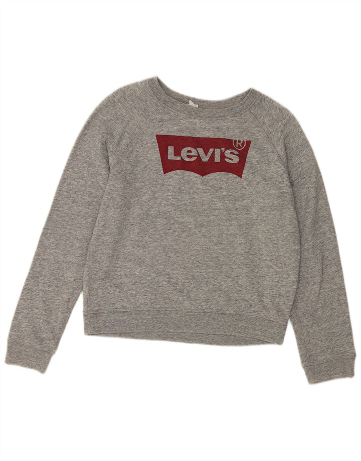 Levi's Sweat-shirt court surdimensionné pour femme UK 10 Petit gris moucheté