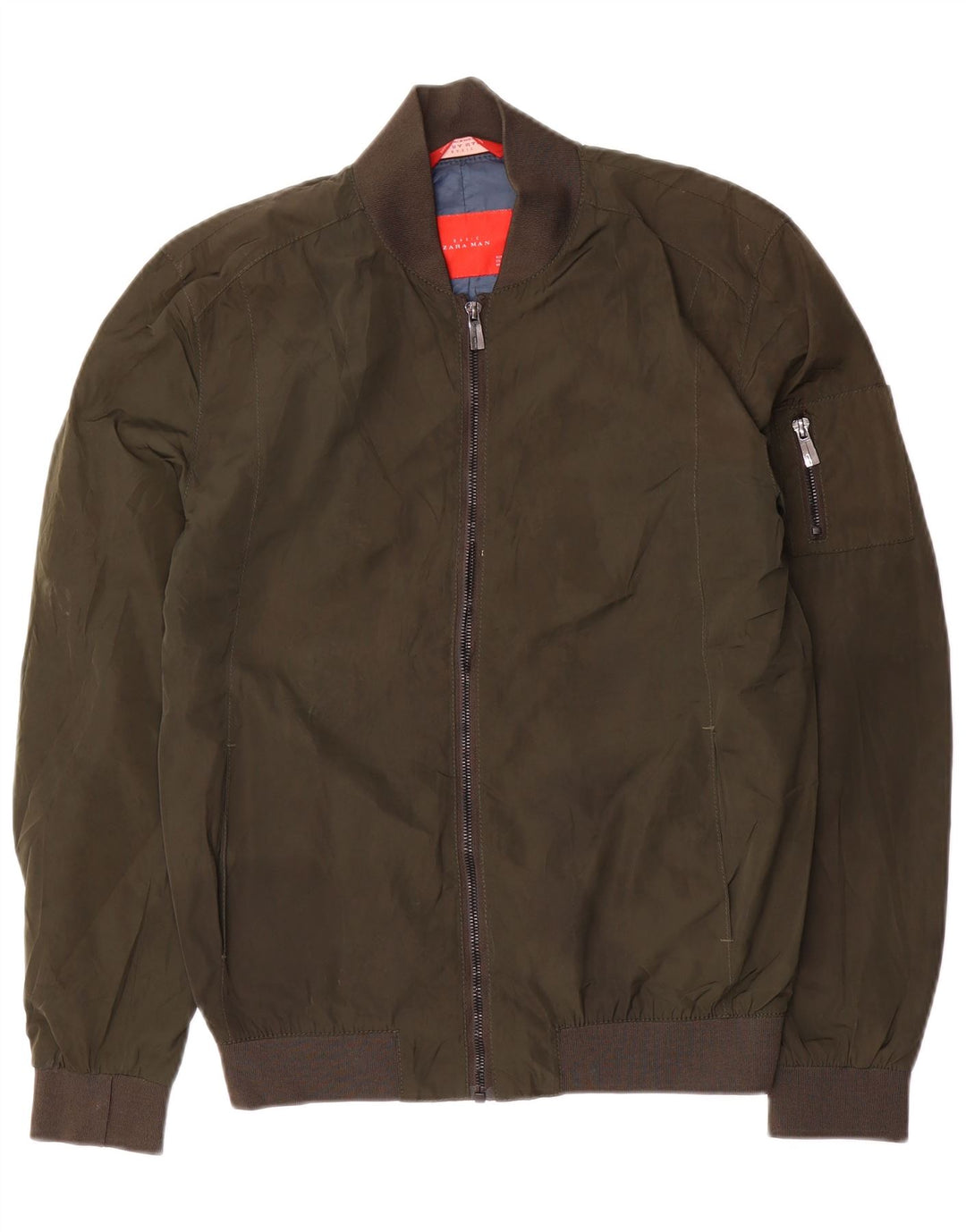 Zara Bomber Jacket Homme UK 36 Petit Kaki Polyester