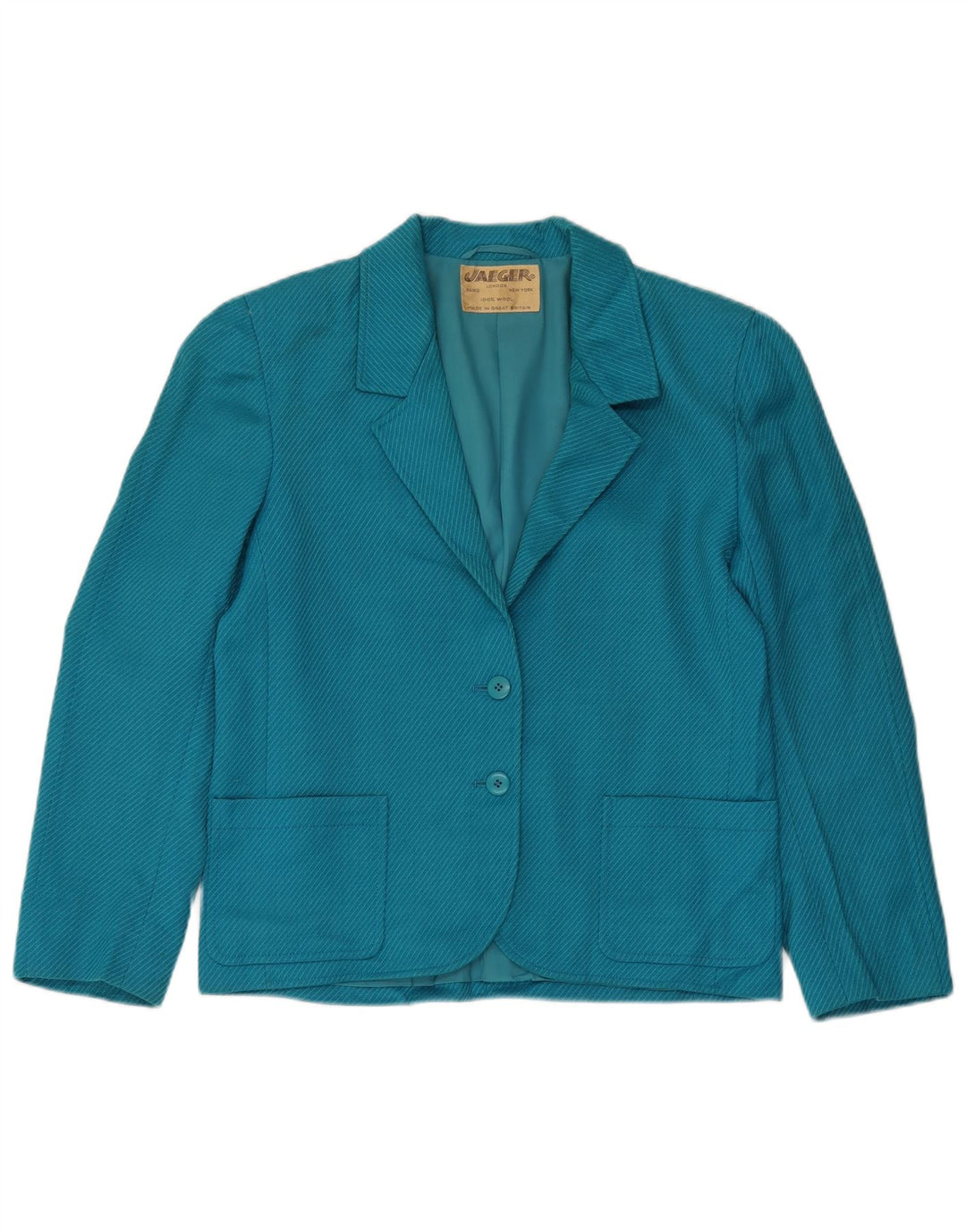 JAEGER Womens Oversized 2 Button Blazer Jacket UK 10 Small Blue Pinstripe