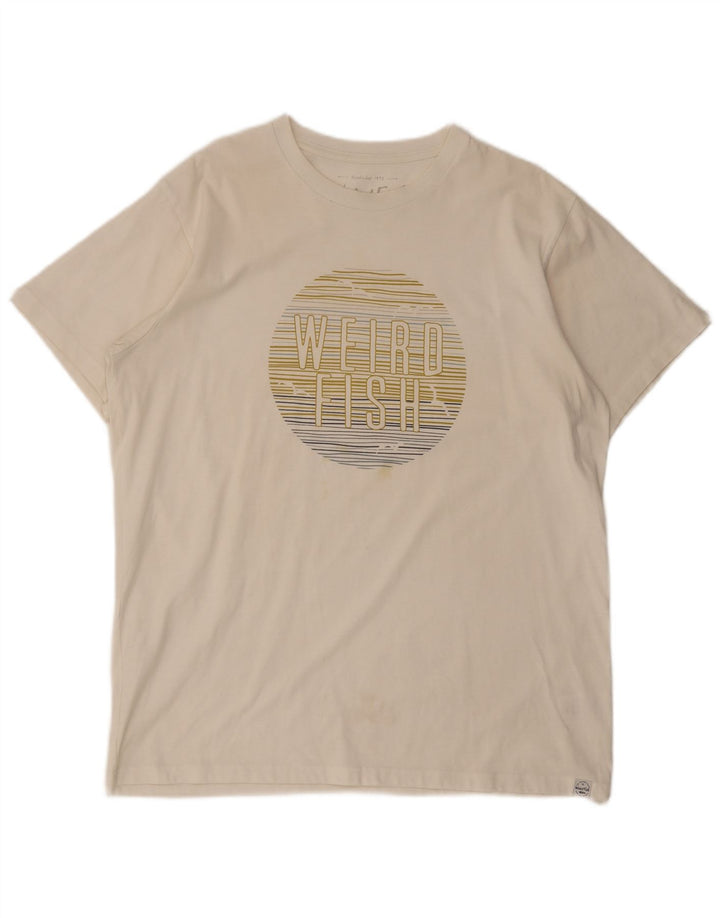 Weird Fish T-Shirt graphique pour hommes, haut XL en coton blanc