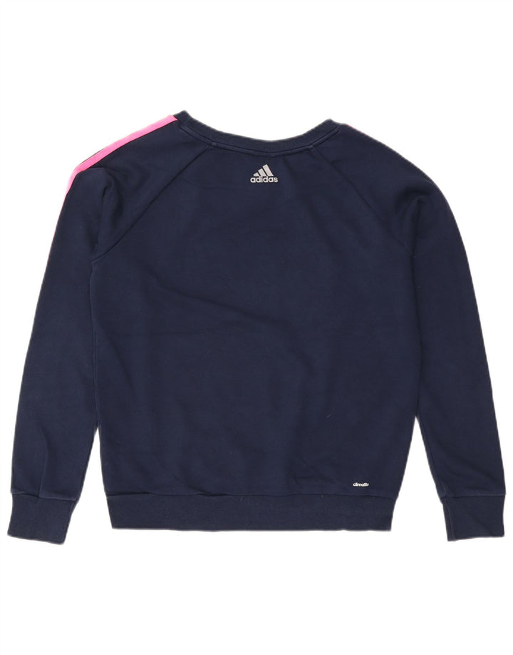 Adidas Climalite Graphic Sweatshirt Jumper UK 12/14 Bleu Marine Moyen