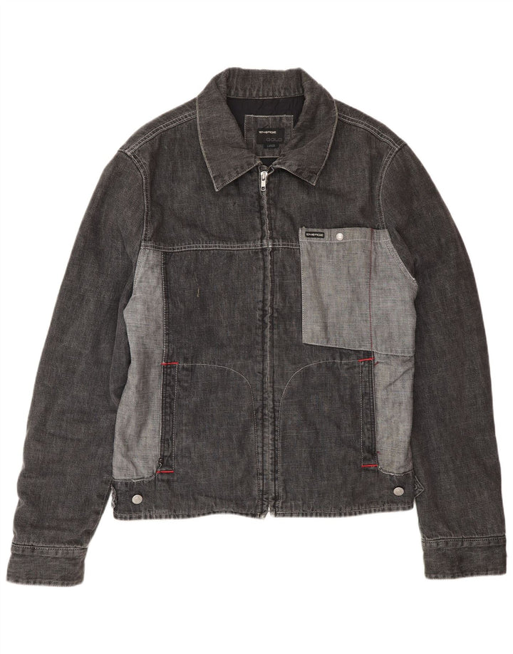 Energie Veste en jean pour homme UK 40 Large Gris Colorblock Coton