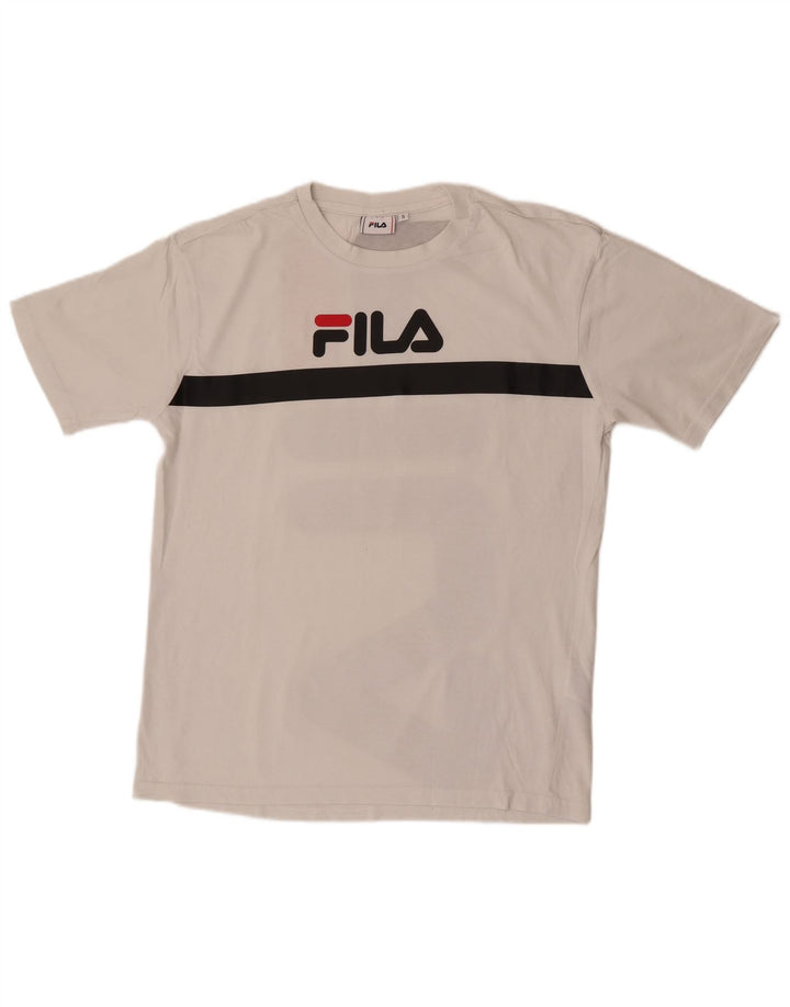 Fila T-Shirt Graphique Homme Petit Blanc Rayé Coton