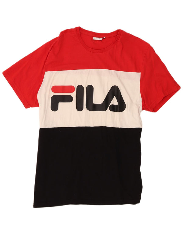 Fila Homme Graphic T-Shirt Top XL Multicolore Colourblock Coton