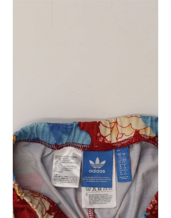 Adidas Leggings Femme UK 10 Petit Rouge Floral Polyester