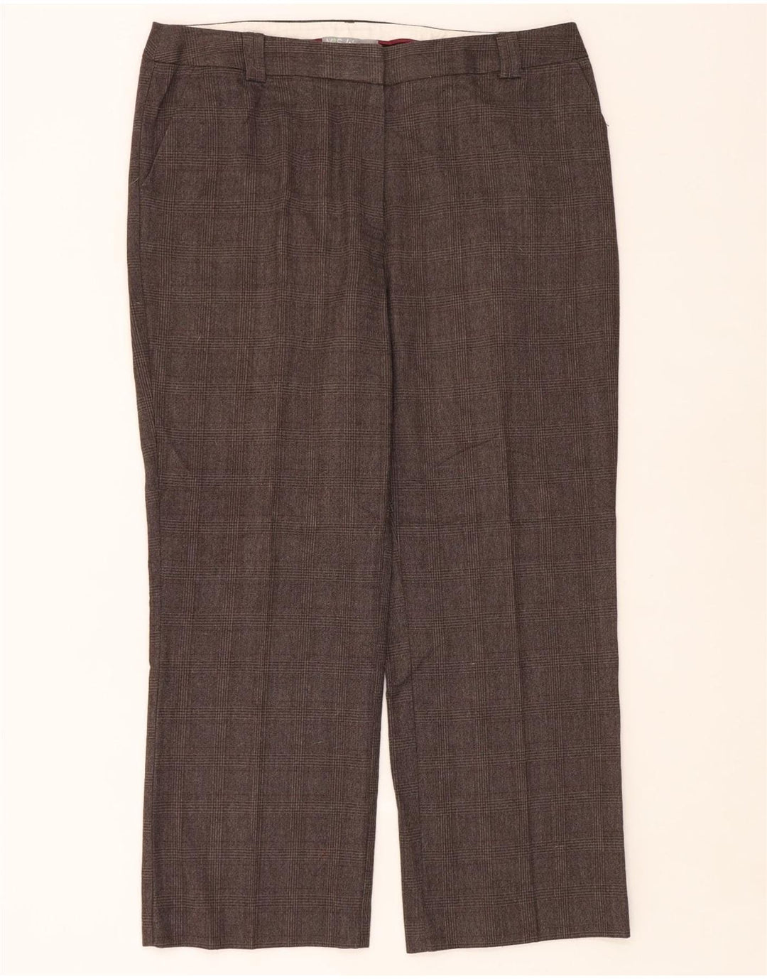 Marks & Spencer Pantalon de costume pour femme UK 16 Large W38 L29 Marron à carreaux