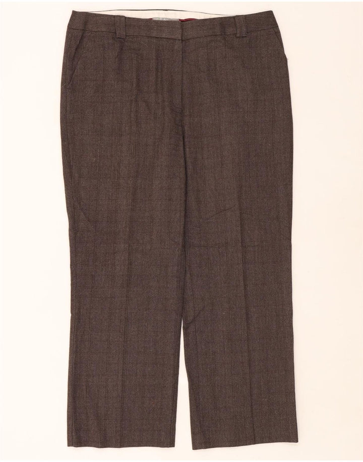 Marks & Spencer Pantalon de costume pour femme UK 16 Large W38 L29 Marron à carreaux