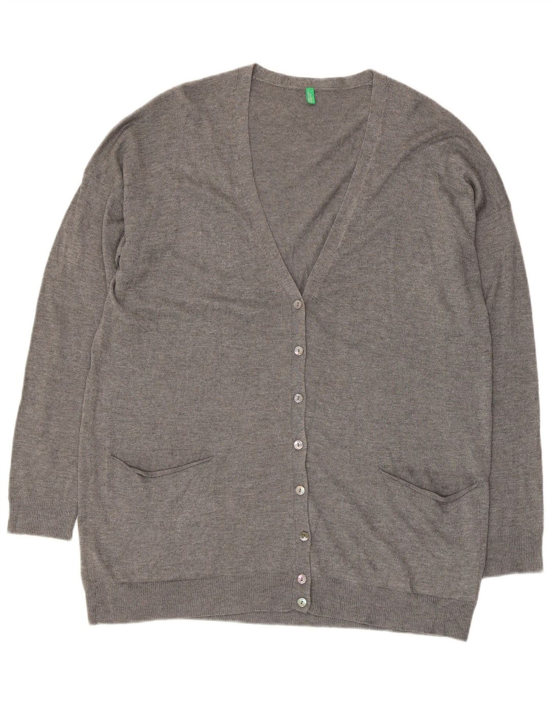 BENETTON Pull Cardigan Femme UK 14 Gris Moyen Viscose