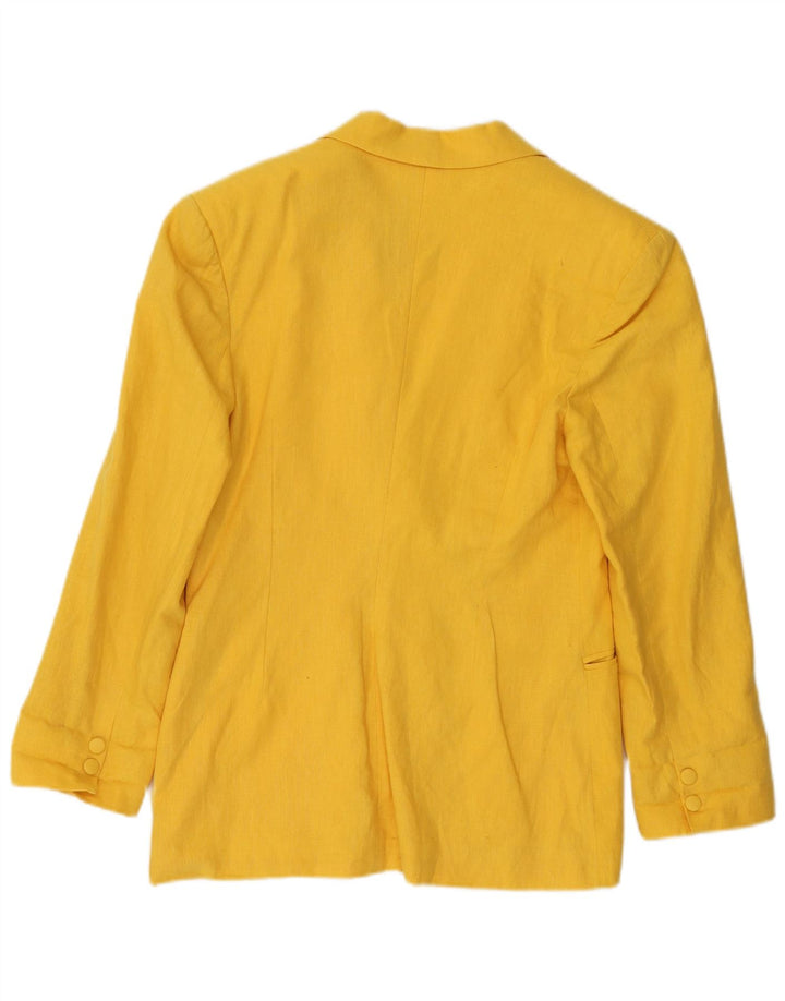 POP 84 Veste Blazer 2 Boutons Femme UK 12 Lin Jaune Moyen