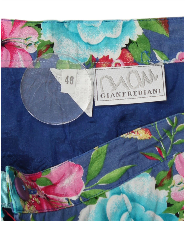 GIANFREDIANI Jupe crayon taille haute pour femme IT 48 XL W32 Bleu Floral