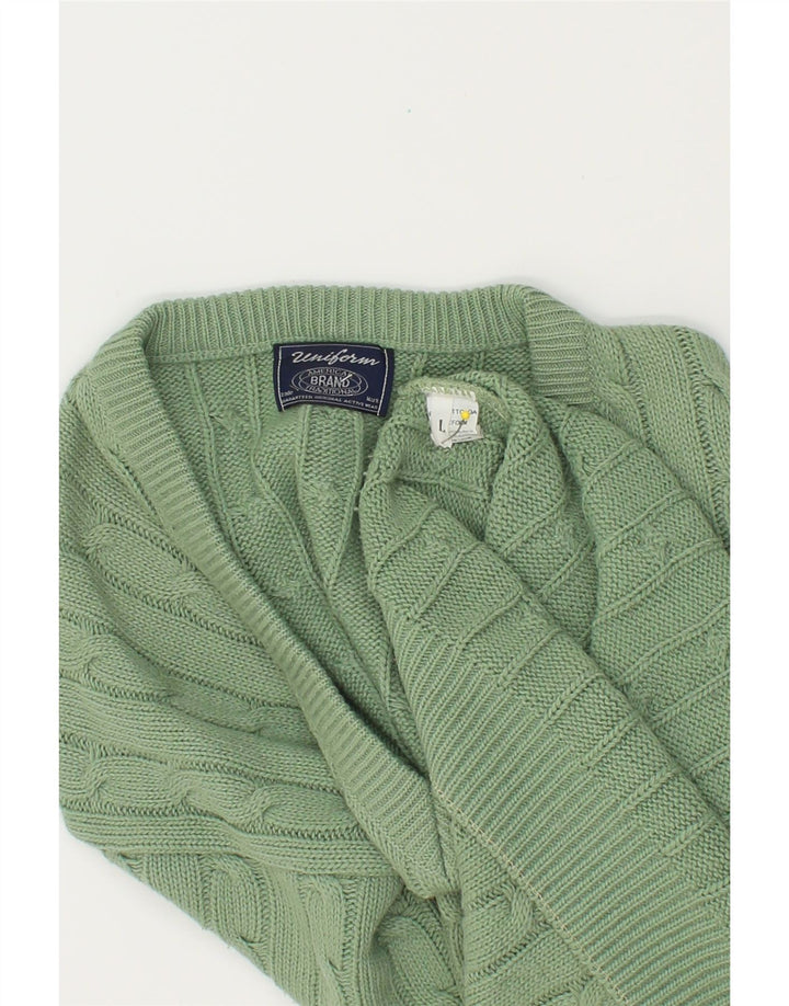UNIFORM Pull col V pour homme en acrylique vert grand