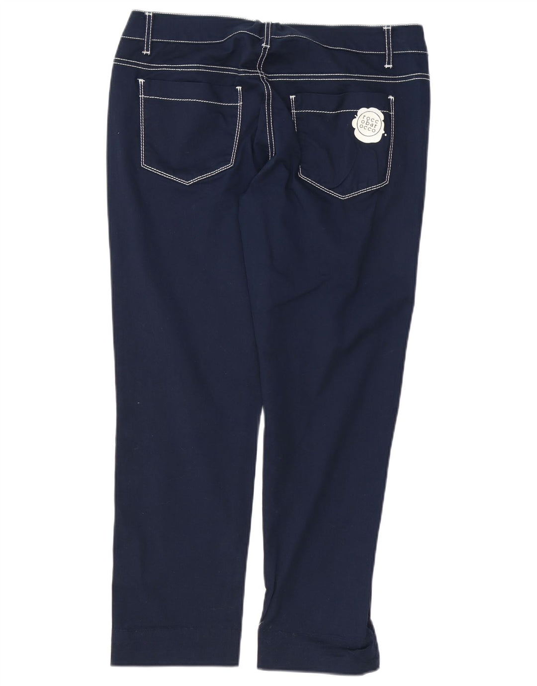 ROCCOBAROCCO Womens Straight Casual Trousers IT 47 Large W33 L27 Navy Blue Vintage Roccobarocco and Second-Hand Roccobarocco from Messina Hembry 