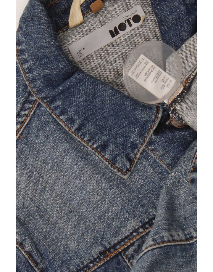 Topshop Veste en jean courte pour femme UK 12 Bleu moyen Coton