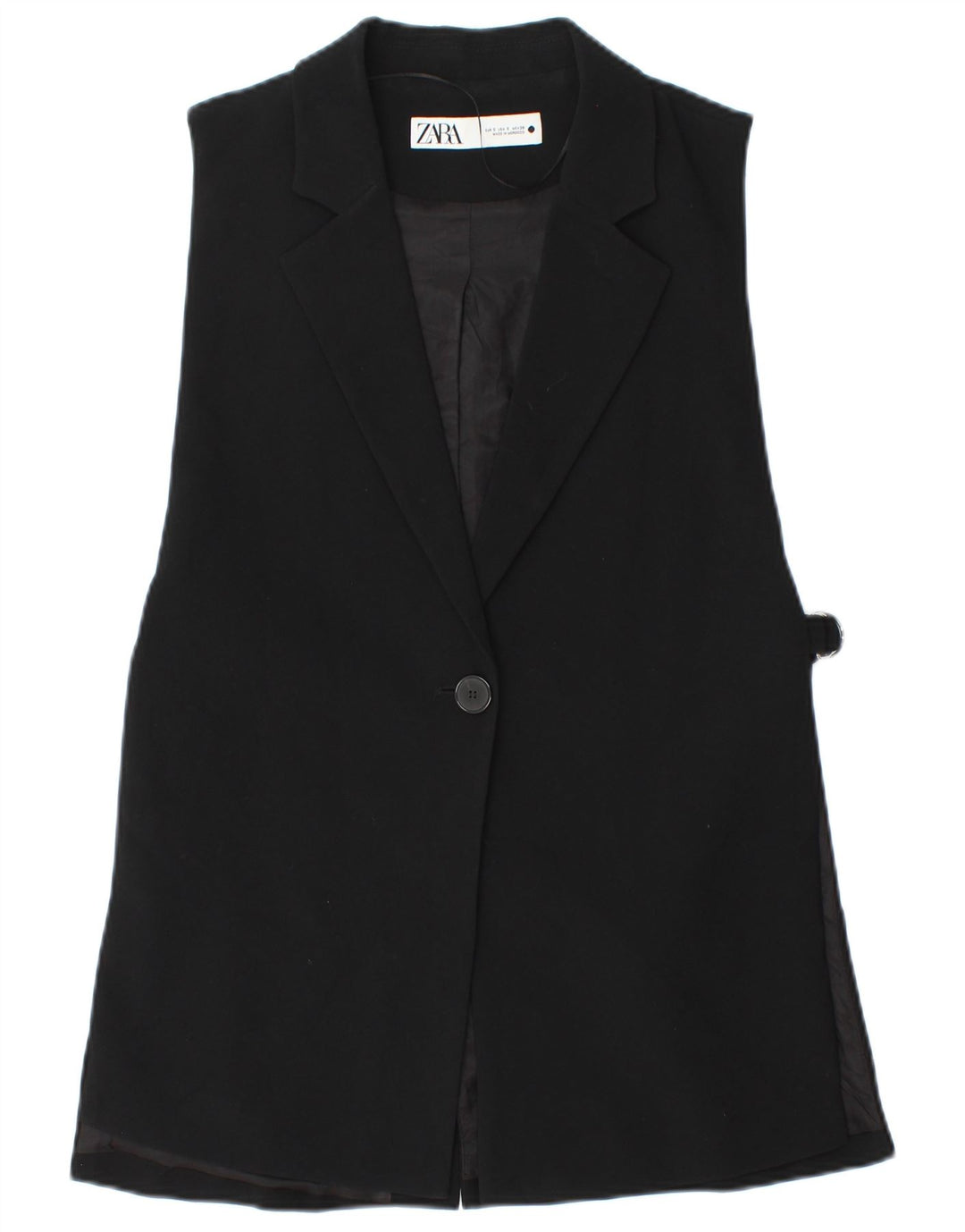 Zara Veste blazer sans manches à 1 bouton pour femme UK 10 Small Noir