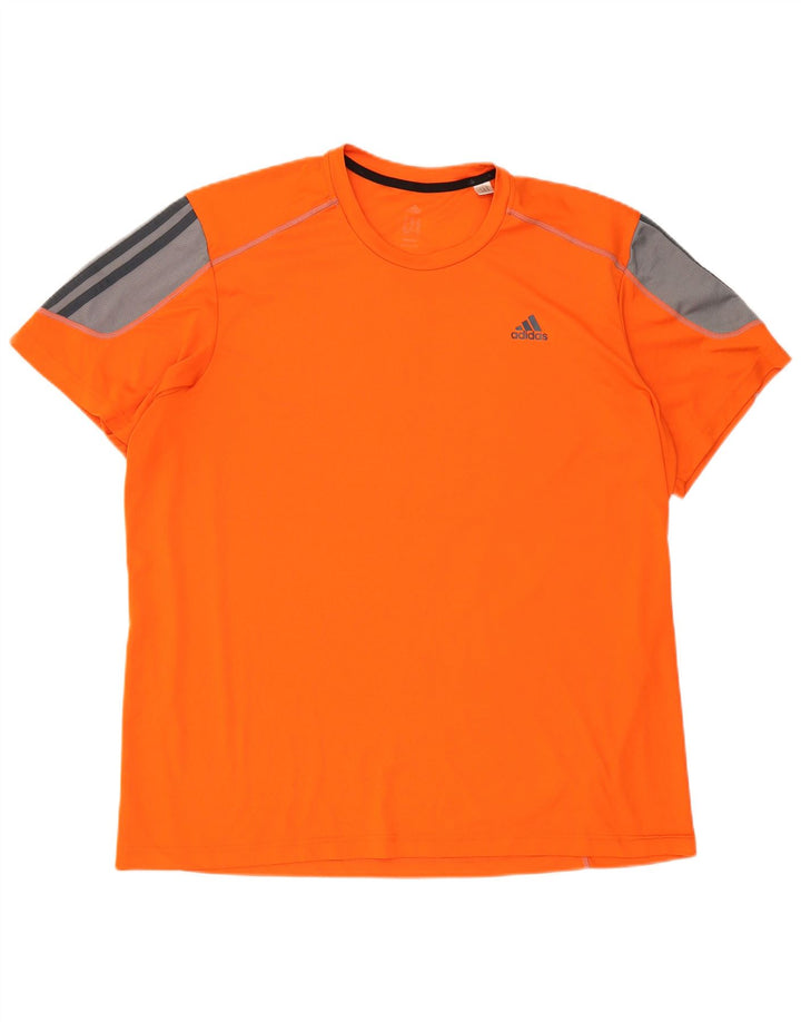 ADIDAS Climalite T-Shirt Top 2XL Orange Colorblock Polyester