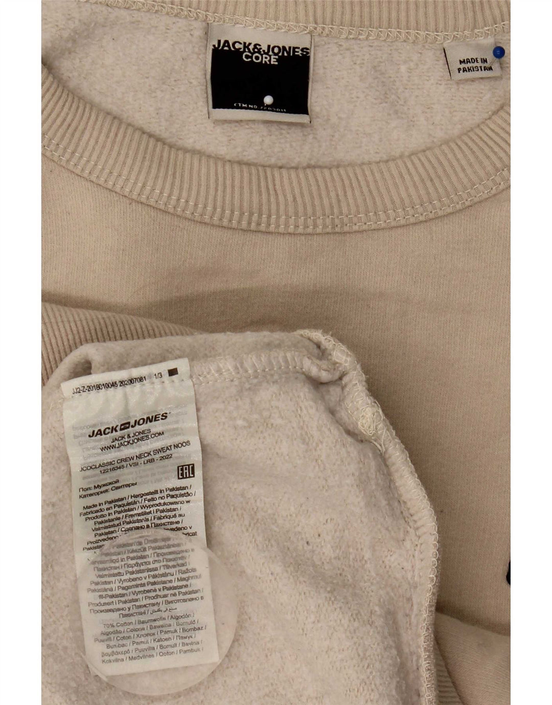 Jack & Jones Sweat-shirt pour homme en coton beige Small