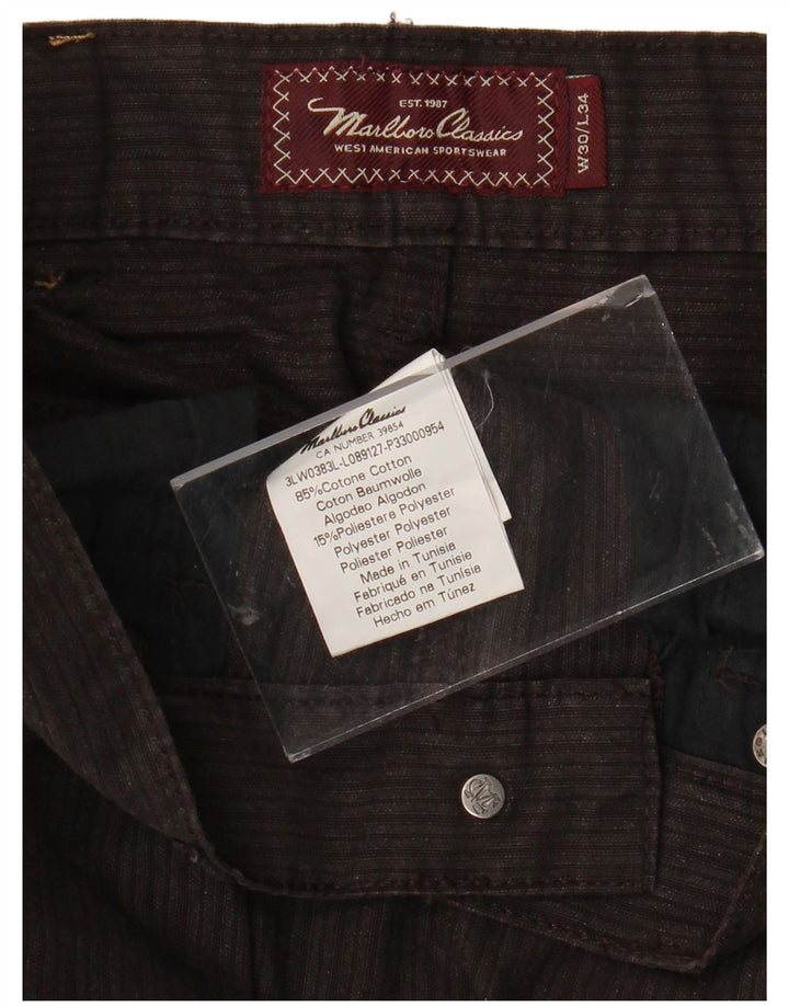 MARLBORO CLASSICS Pantalon décontracté droit pour homme W30 L34 Marron Coton