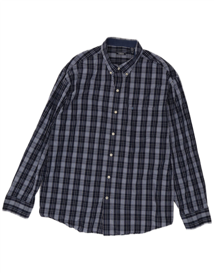 IZOD Chemise Homme XL Bleu Marine Carreaux Coton