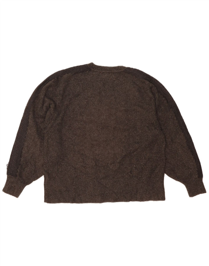 Zara Pull surdimensionné à col en V pour femme UK 10 Petit Gris