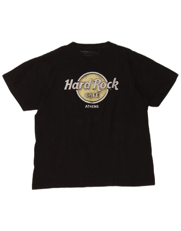 Hard Rock Cafe T-shirt graphique Athens pour femme UK 14 en coton noir moyen