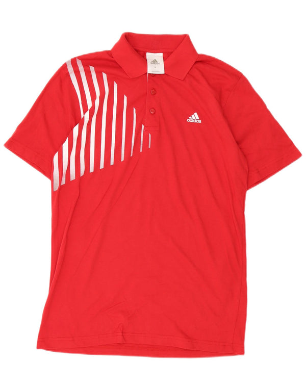 Polo Homme Adidas Coton Rayé Rouge Moyen