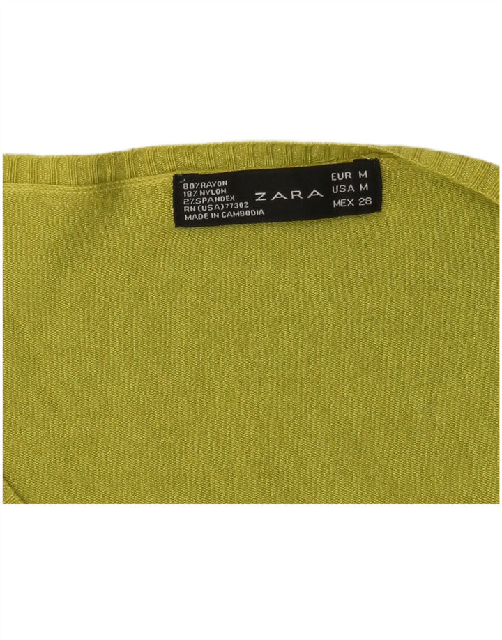 Zara Pull col V pour femme UK 12 Rayonne Vert Moyen