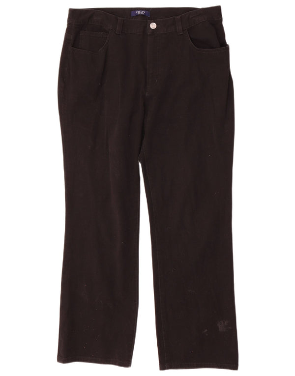 Chaps Womens Straight Casual Trousers US 12 Large W32 L28 Black Cotton