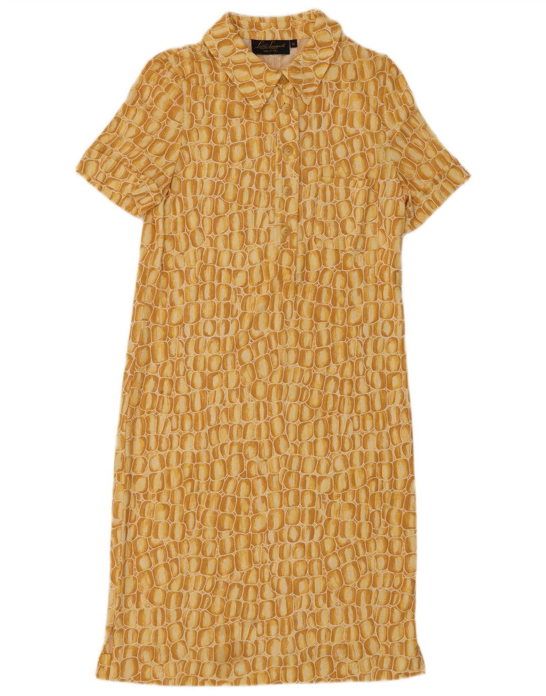 Luisa Spagnoli Robe chemise pull pour femme UK 14 Jaune moyen géométrique