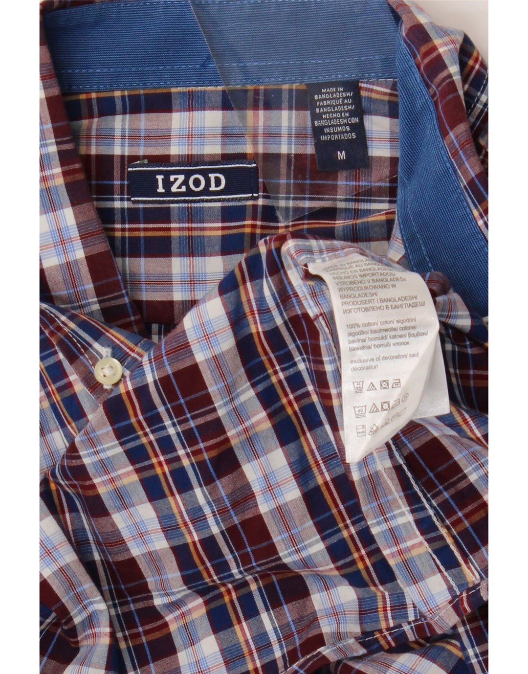 Izod Chemise Homme Medium Carreaux Multicolores Coton