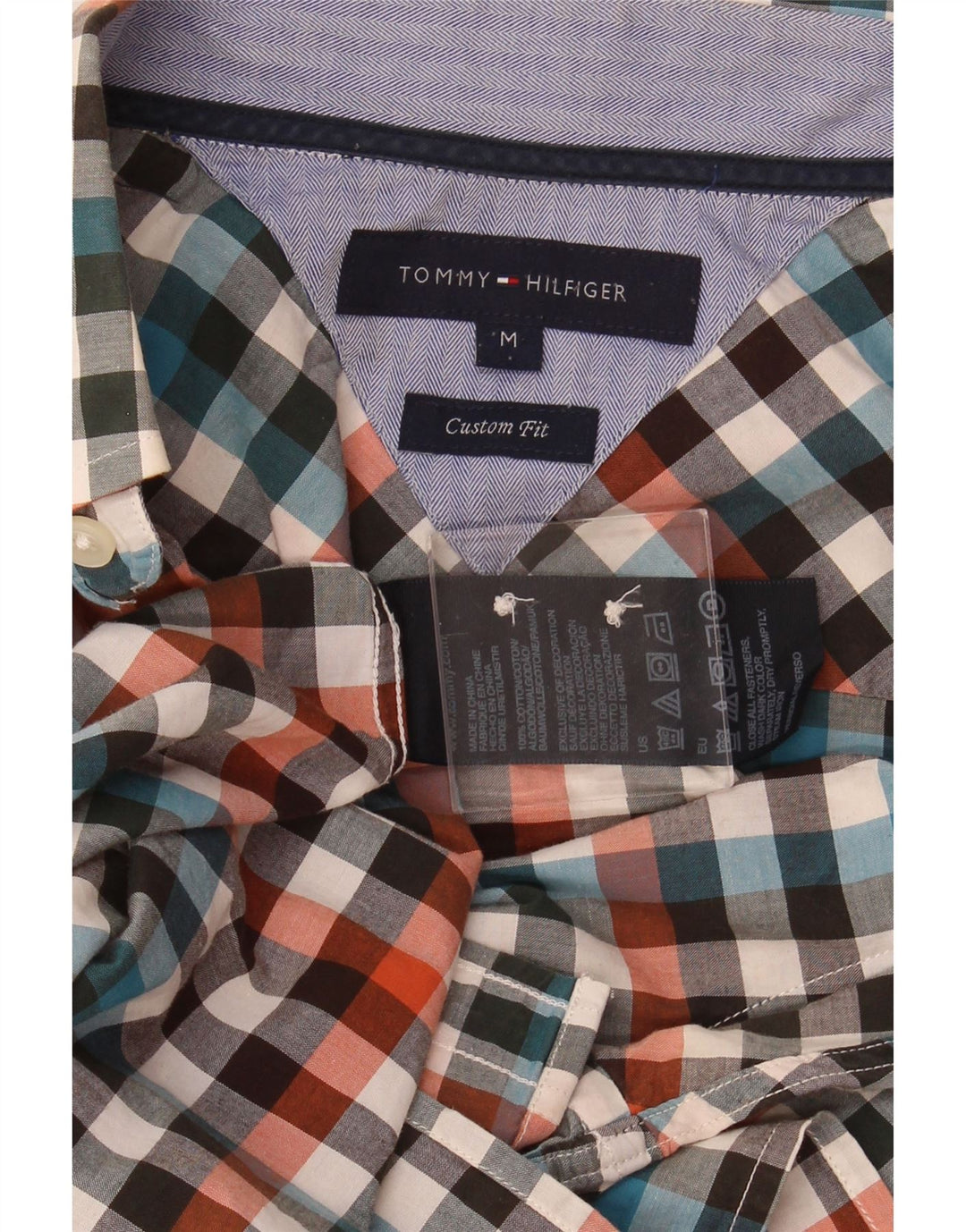 TOMMY HILFIGER Chemise Custom Fit Homme Coton à Carreaux Multicolore Moyen
