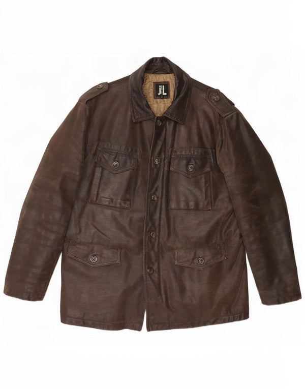veste en cuir militaire vintage pour hommes IT 50 Large Brown