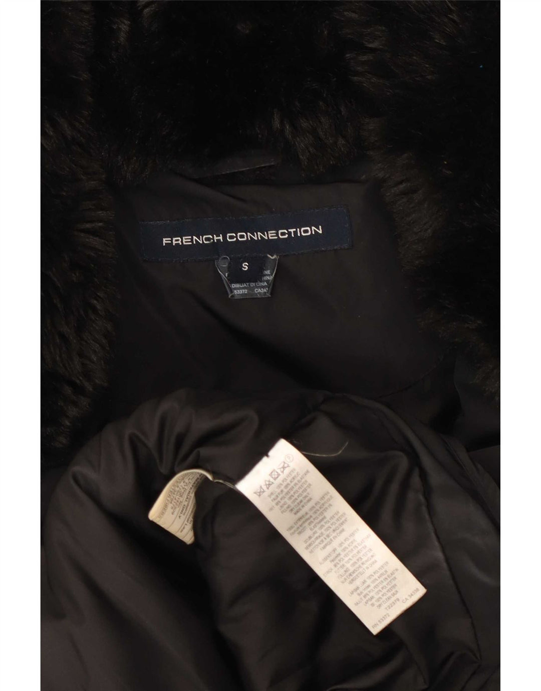 French Connection Veste matelassée à capuche pour femme UK 10 Small Noir Polyester