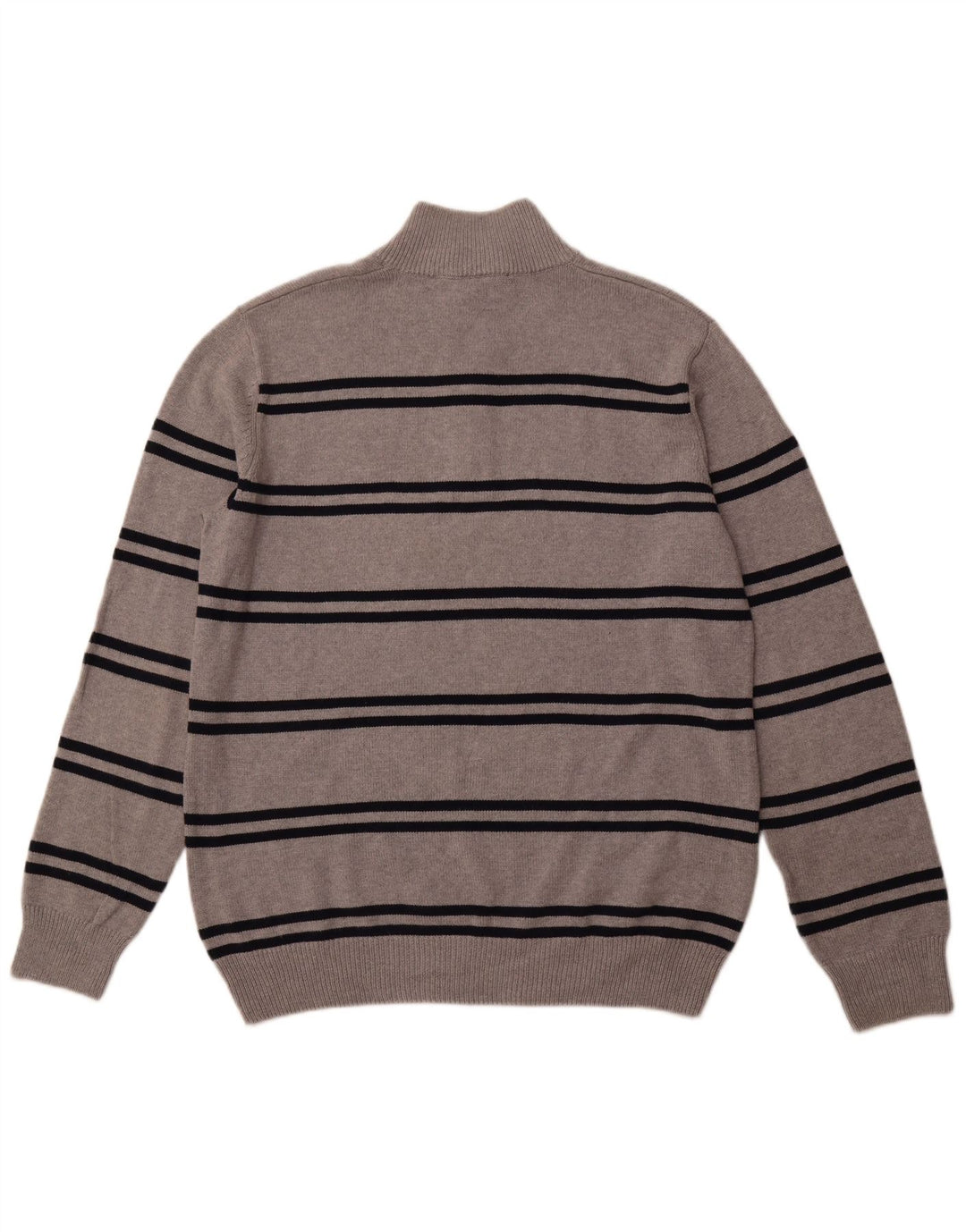 CREW CLOTHING Pull à col zippé pour homme 2XL en coton rayé gris