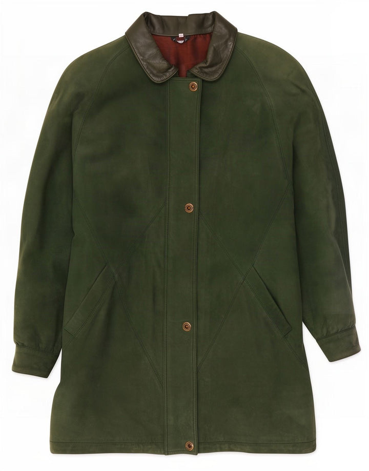 manteau en cuir surdimensionné femme vintage EU 40 Vert moyen