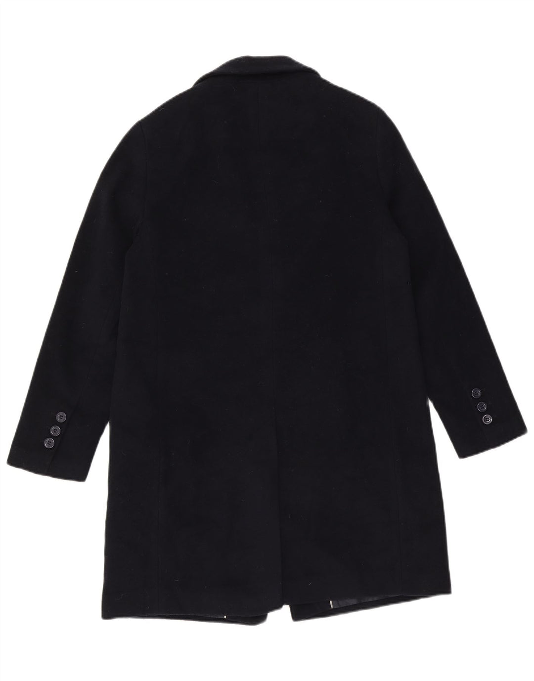 Zara Femme Pardessus UK 12 Laine Bleu Marine Moyenne