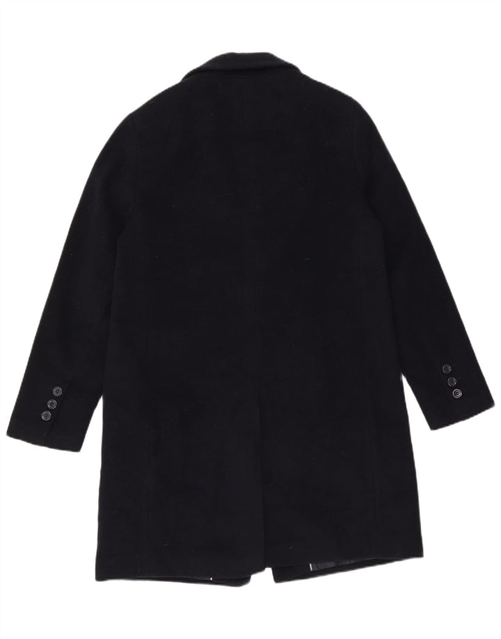 Zara Femme Pardessus UK 12 Laine Bleu Marine Moyenne