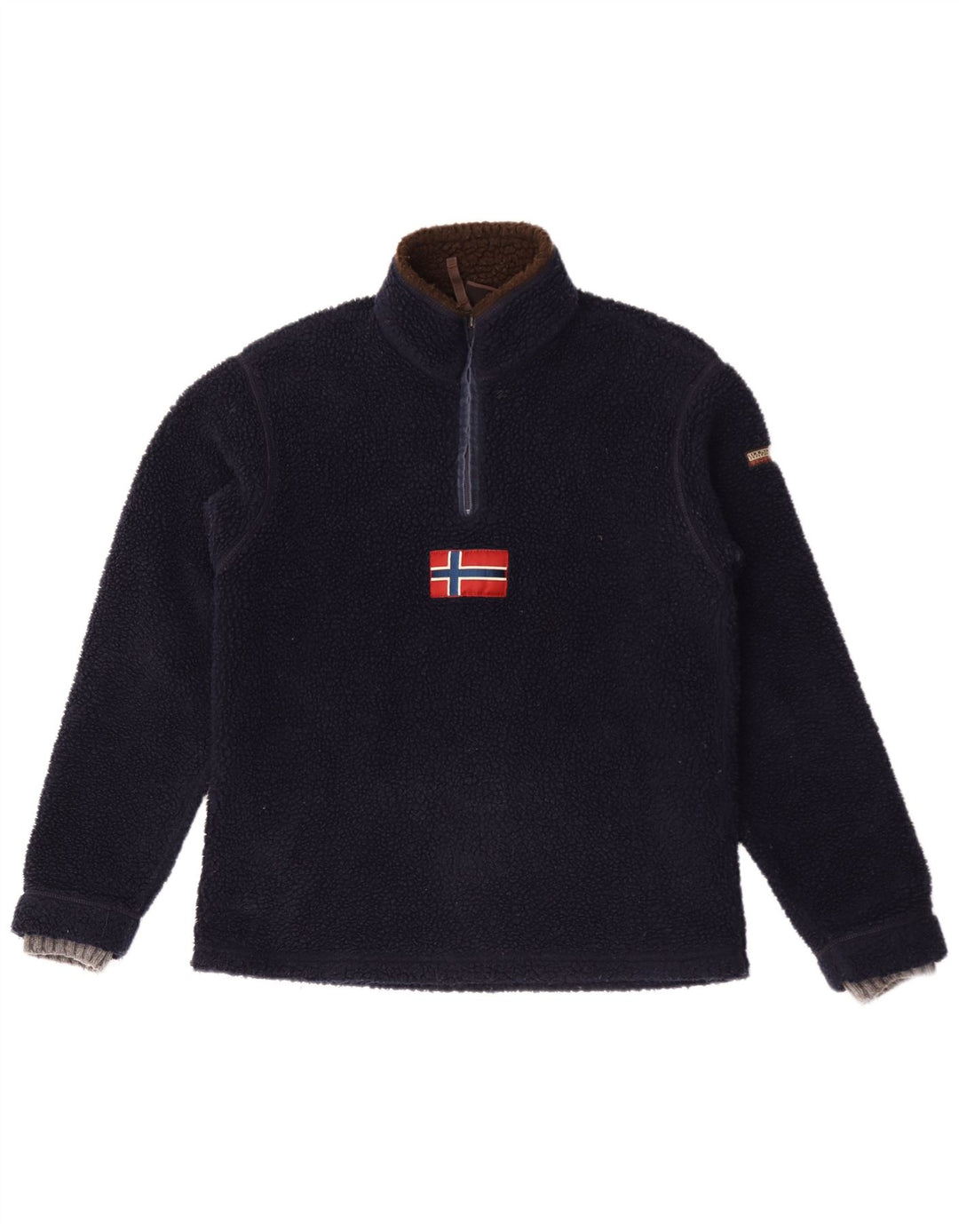Napapijri Pull Polaire Graphique à Col Zippé Homme Bleu Marine Moyen Polyester