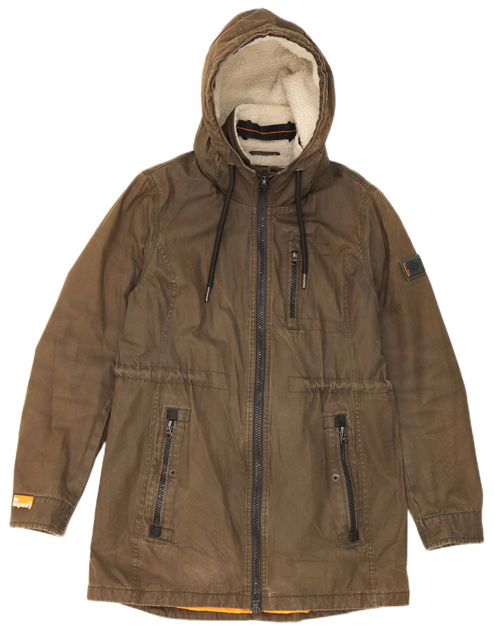 Superdry Parka à capuche pour homme UK 40 Large Kaki Polyester