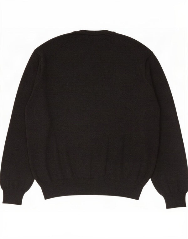 Navigare Mens V-Neck Jumper Sweater Large Black Wool