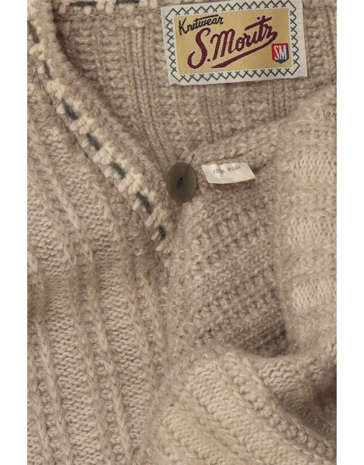 S.Moritz Cardigan coupe ample pour homme en laine géométrique beige