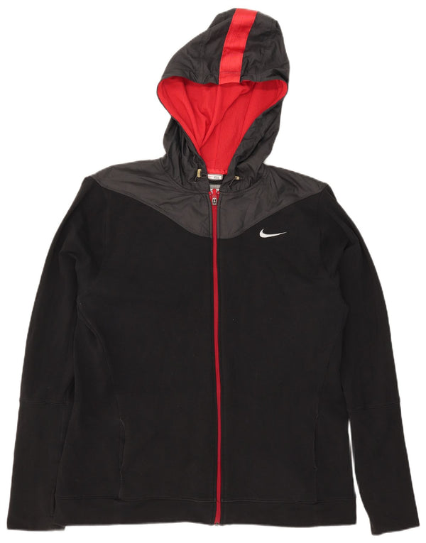 Nike Pull à capuche zippé pour femme UK 20/22 2XL Noir Colourblock Coton