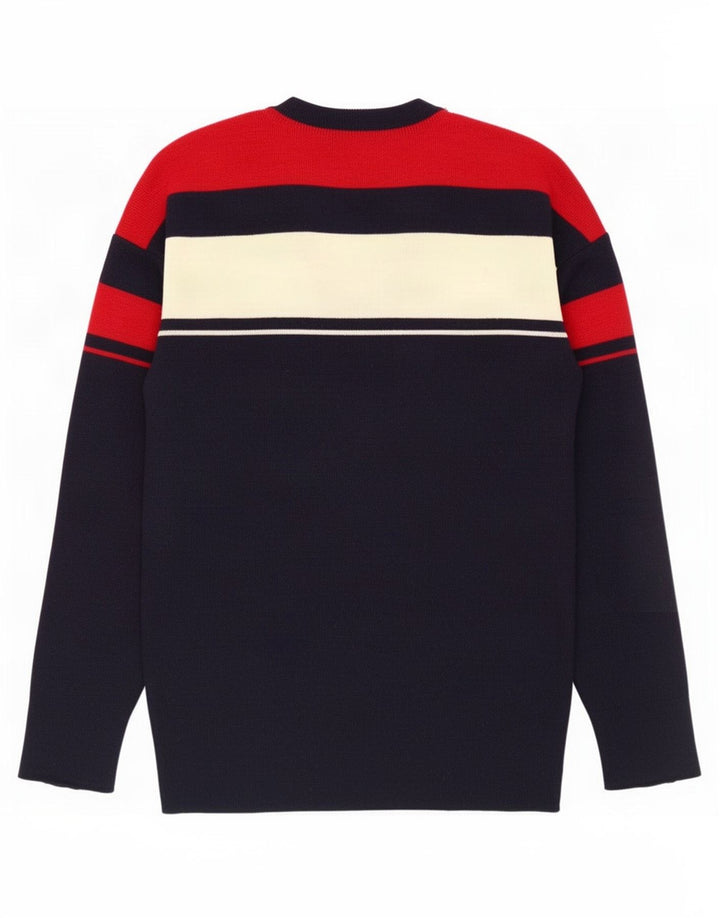 Silvy Pull col V pour homme IT 50 Bleu marine moyen Colourblock