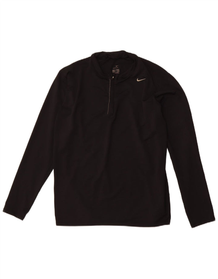 NIKE Haut à col zippé à manches longues XL Noir Colorblock Polyester Sports