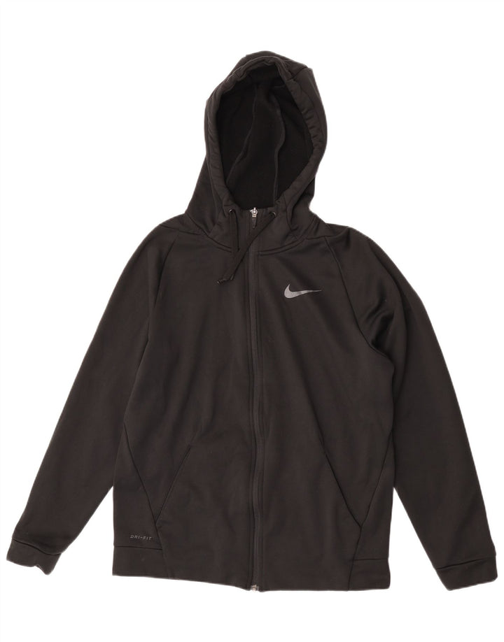 Nike Pull à capuche zippé Dri Fit pour homme en polyester noir moyen