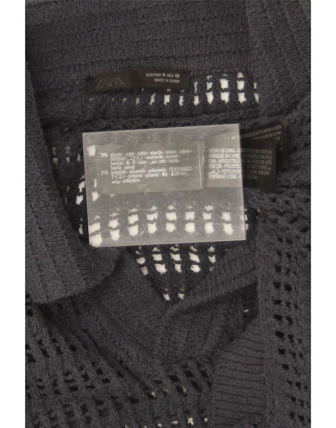 Polo Homme Zara Gris Moyen Coton
