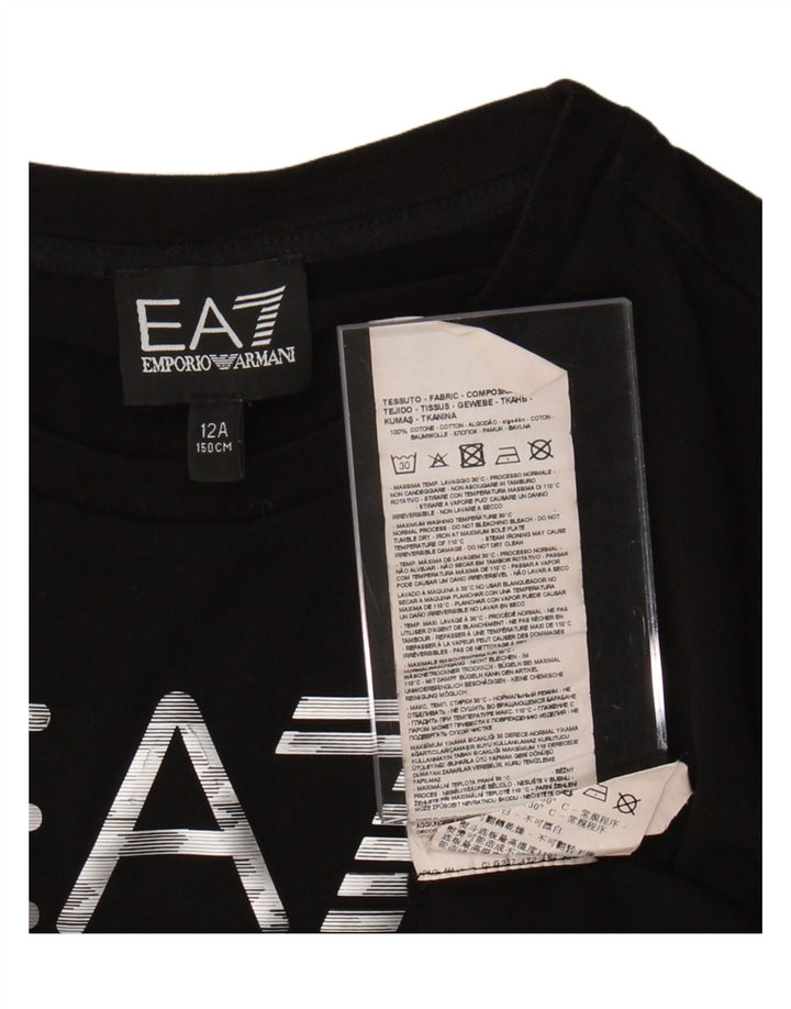 EMPORIO ARMANI Haut T-Shirt Graphique Garçon 11-12 ans Coton Noir