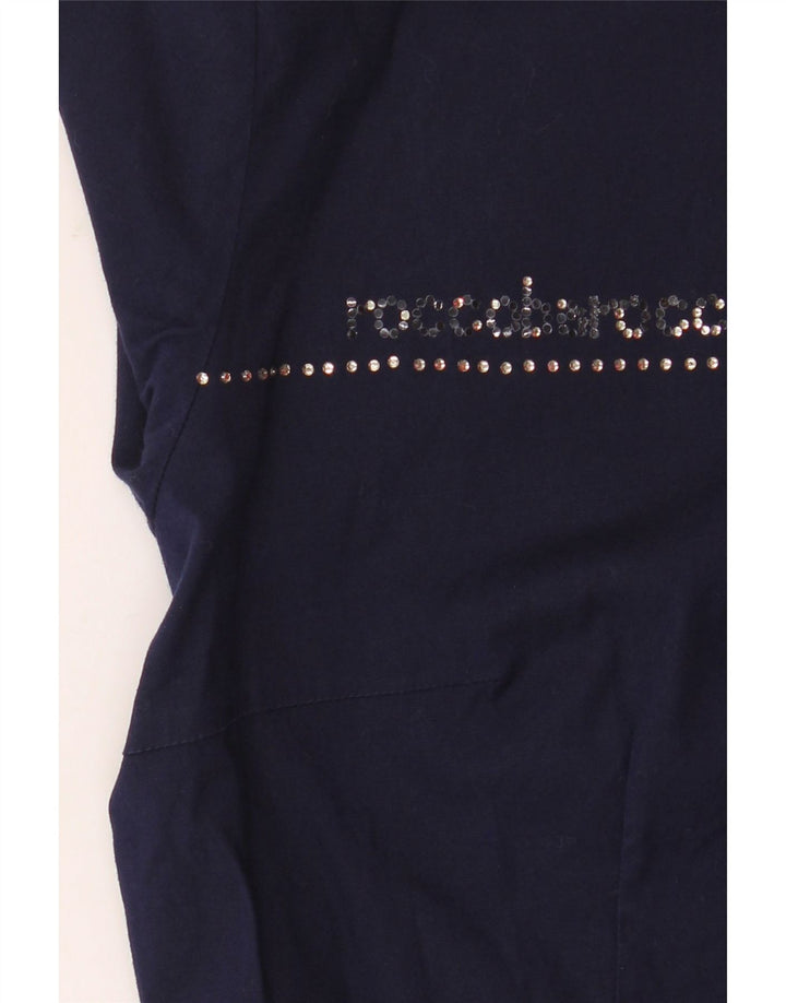 Roccobarocco Chemise Graphique Femme Blouse IT 44 Bleu Marine Moyen Coton