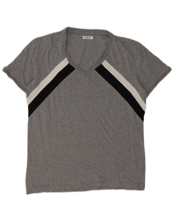 Bikkembergs T-Shirt Homme Haut Large Gris Colorblock Coton